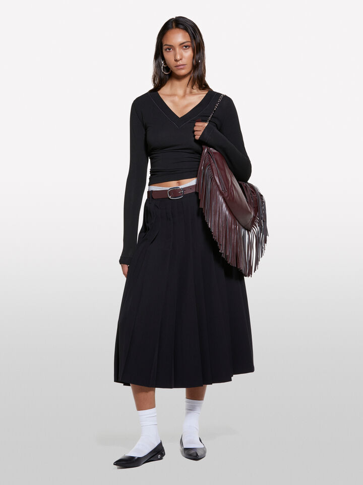 Black slim fit long sleeve t-shirt - women's long sleeve t-shirts - Black | Sisley image number 1